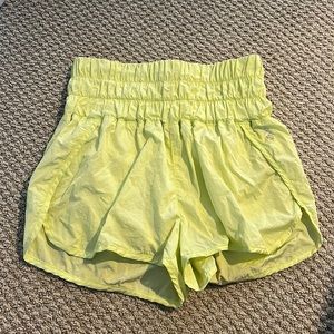 Free People Movement “the way home short”, size small, neon yellow/green